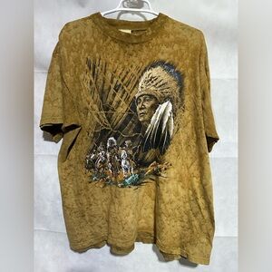 Vtg Ragtops Mitchell Moore Tie Dye Native American Indian T-Shirt Sz L Maggie NC